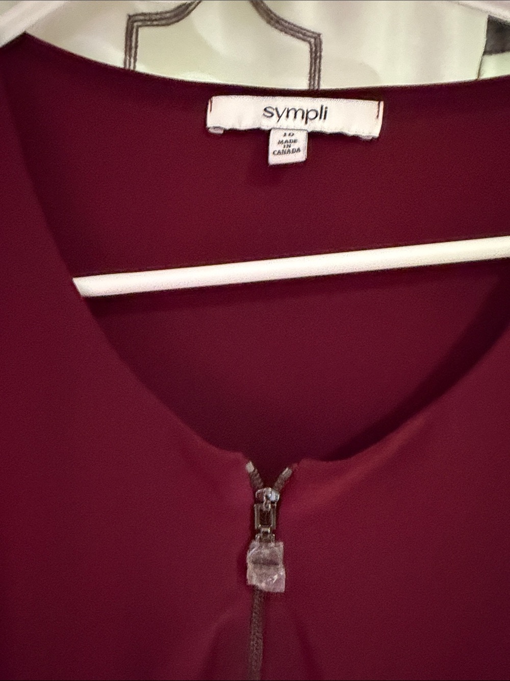 Sympli Wine Red Zip-Front Long Sleeve Tee - Picture 5 of 5